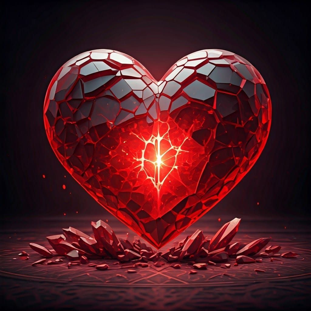 Broken Crystal Heart in Dark Fantasy Style