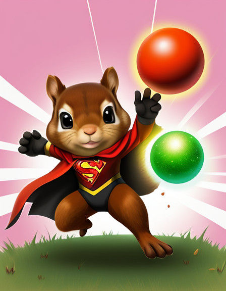 Charming Cartoon Squirrel Hero in Action