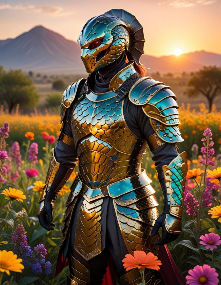 Serpentine Knight in Sunset Splendor
