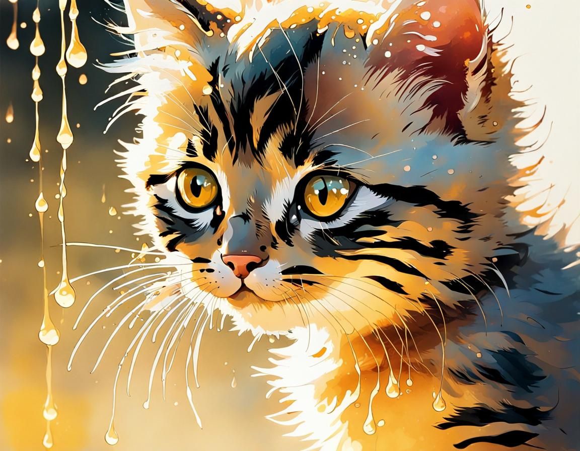 Radiant Kitten in Golden Sunrise Glow
