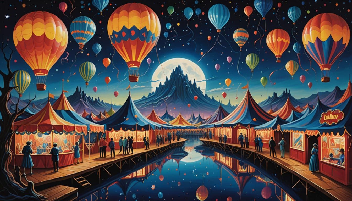 Futuristic Carnival on a Distant Asteroid in Vibrant Surreal...