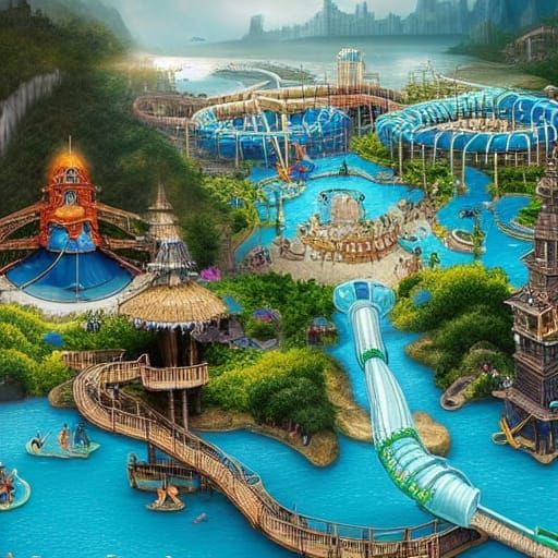 Epic Water Park Digital Matte Painting