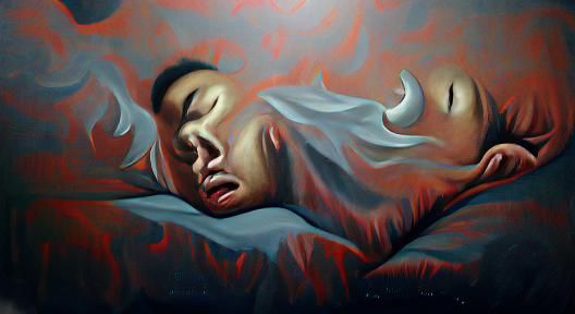 Surreal Sleepwalking Scene in Melting Oil on Canvas Style