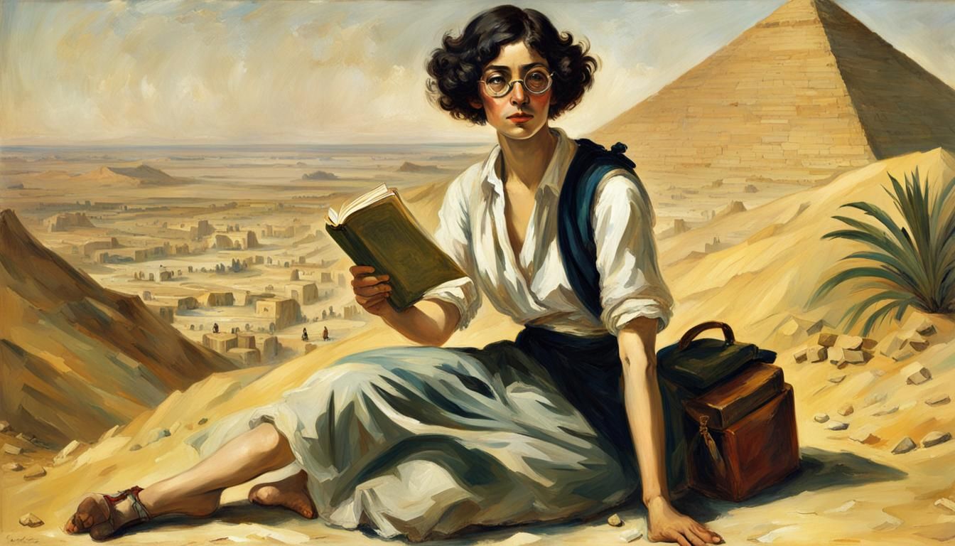 English Explorer in Egyptian Oasis, Orientalist Portrait
