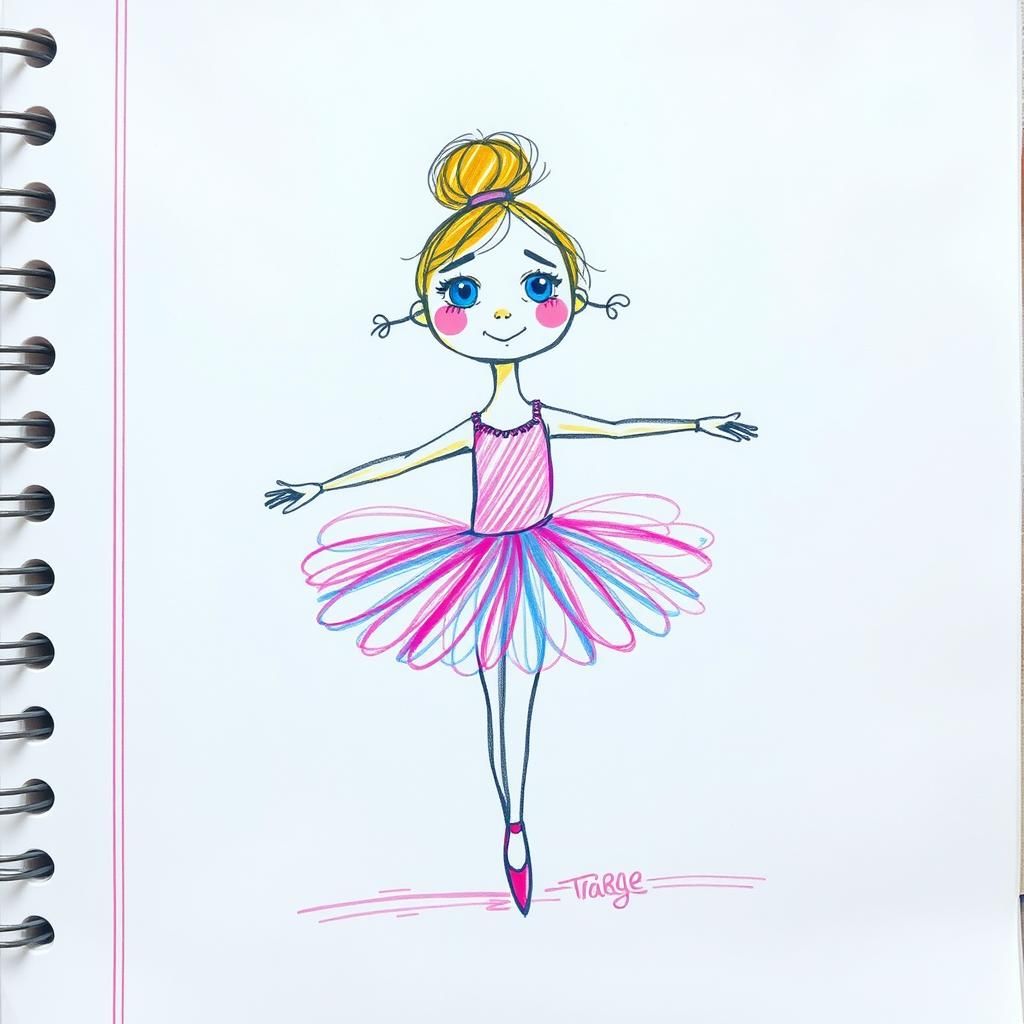 Ballerina Sketch in Colored Pencil Style