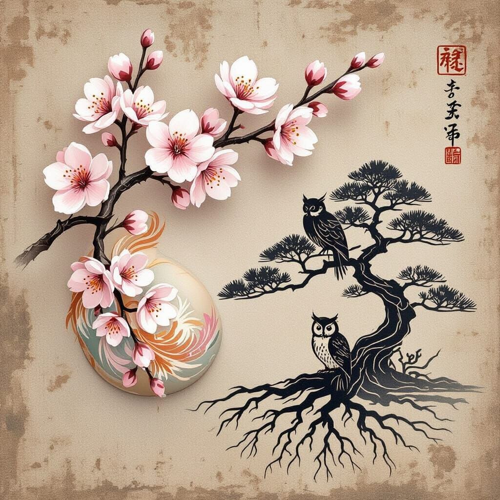 Cherry Blossom and Tree Tattoo Designs in Japanese Style