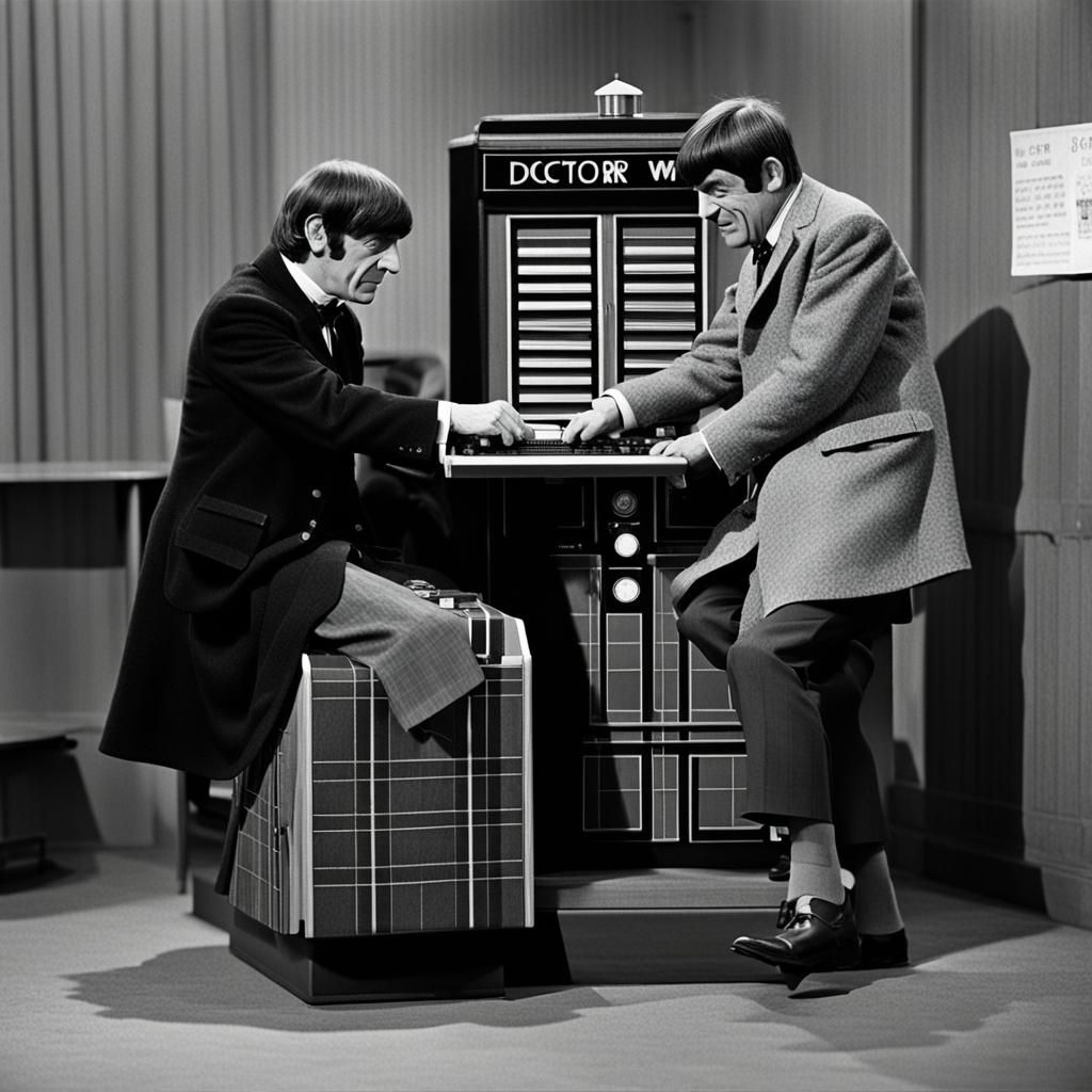 Doctor Who: Second Doctor and Jamie at Computer Bank