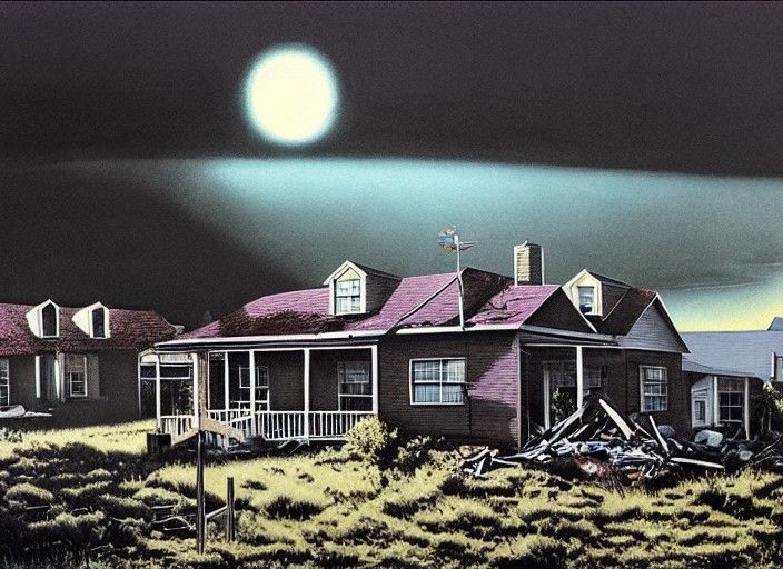 Post-Nuclear Suburban Home in Ruins