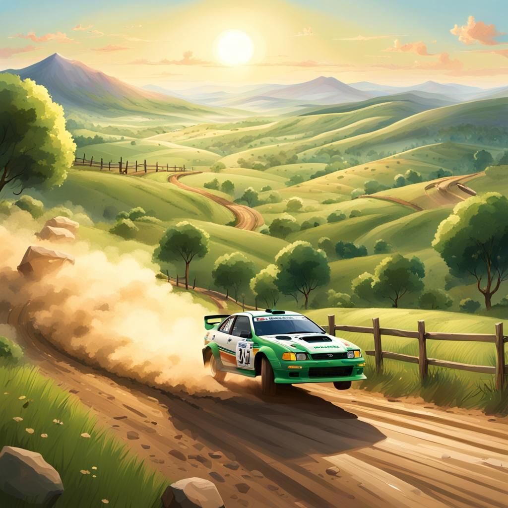 Rally Car Races Through a Mountain Landscape