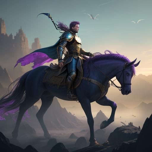 Flying Knight Protecting Queen in Epic Matte Painting