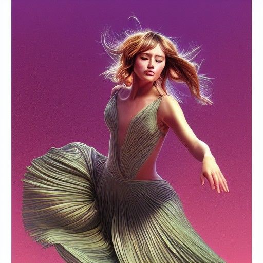 Beautiful Dancing Woman in Cel-Shaded Digital Art