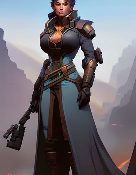 Offworld Nanotechnician Portrait in Art Nouveau Style