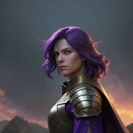 Fantasy Warrior Lady in Medieval Castle Scene