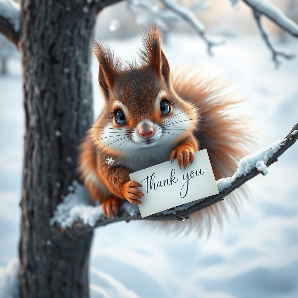 Winter Wonderland Squirrel in Matte Painting Style