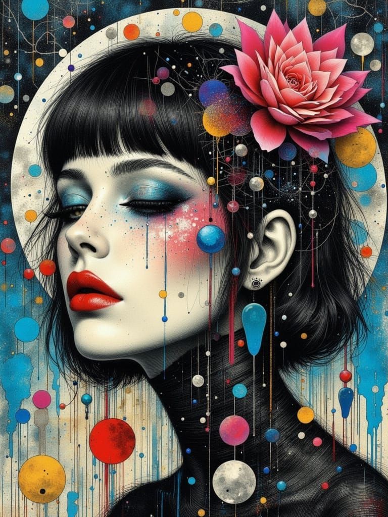 Abstract Gothic Woman in Surreal Mixed Media