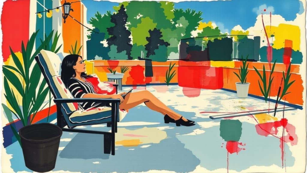 Woman Relaxing on a Patio
