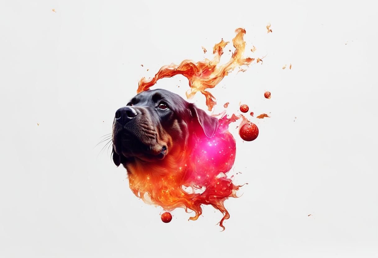 Disney Style Rottweiler Puppy with Fireball