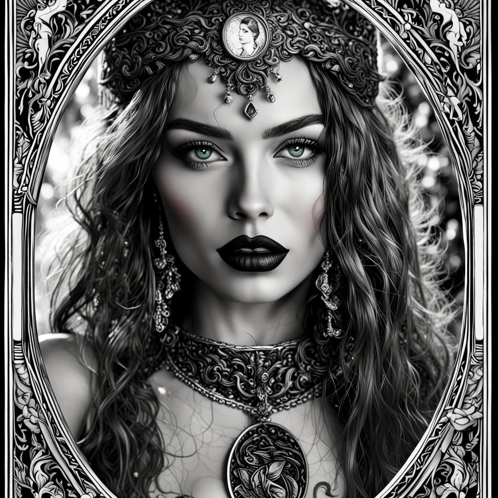 Tarot Card Deck: Black and White Leo Goddess