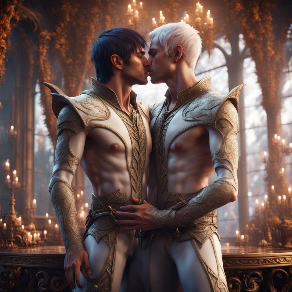 Fantasy Room: Two Male Elves Kissing