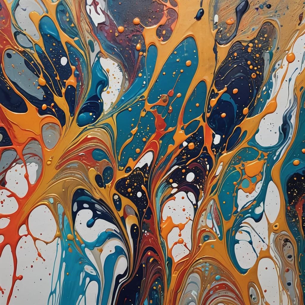 Abstract Paint Pouring on Canvas Art