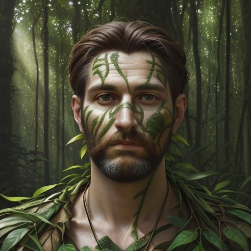 Surreal Forest Portrait in Oil Painting Style