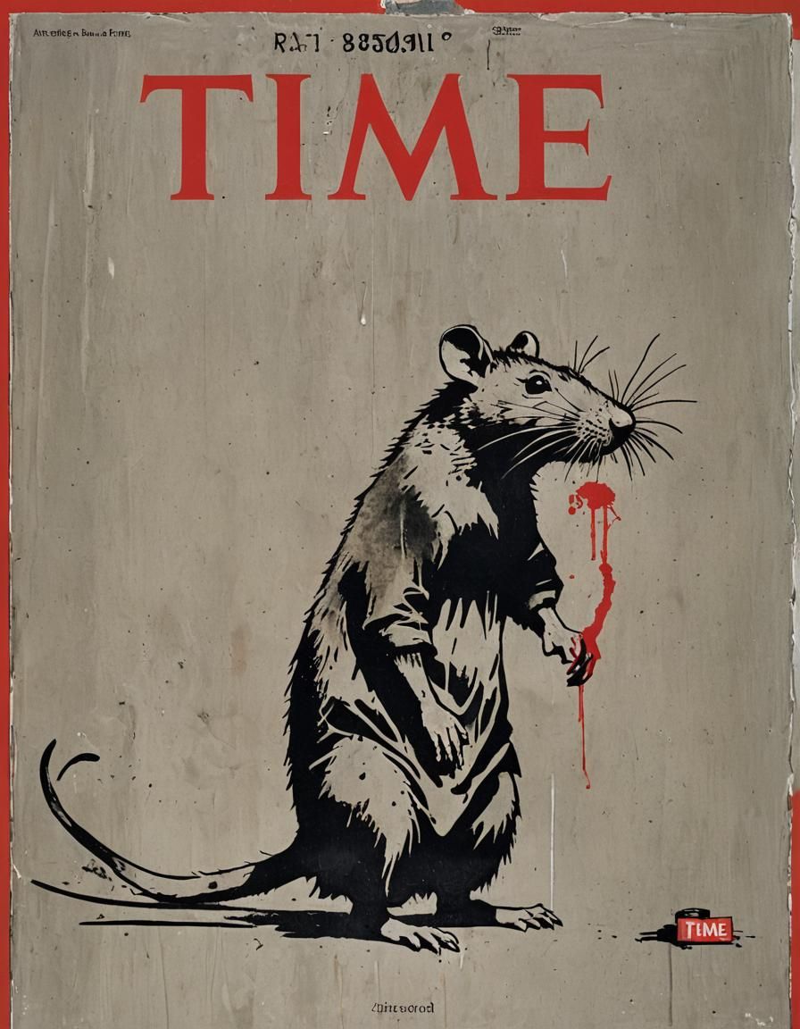 Banksy Rat Stencil on Time Magazine Cover