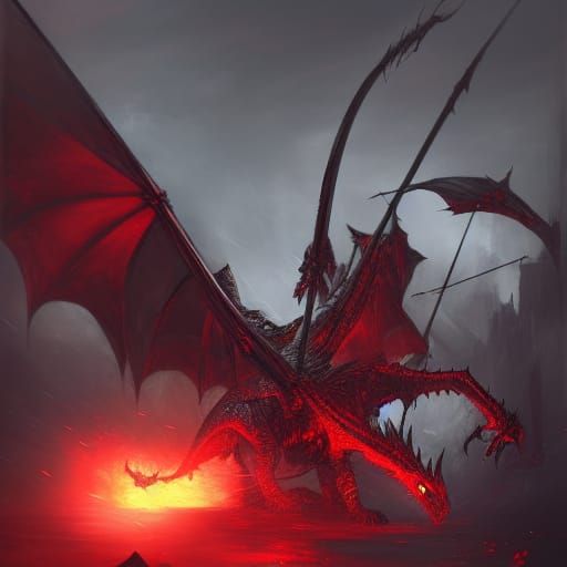 Knight Versus Dragon in Dark Fantasy Style