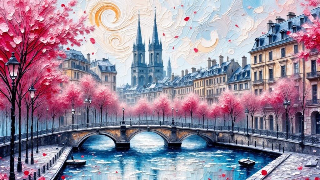 Charming Paris Cityscape with 'Welcome' in Encaustic Alcohol...