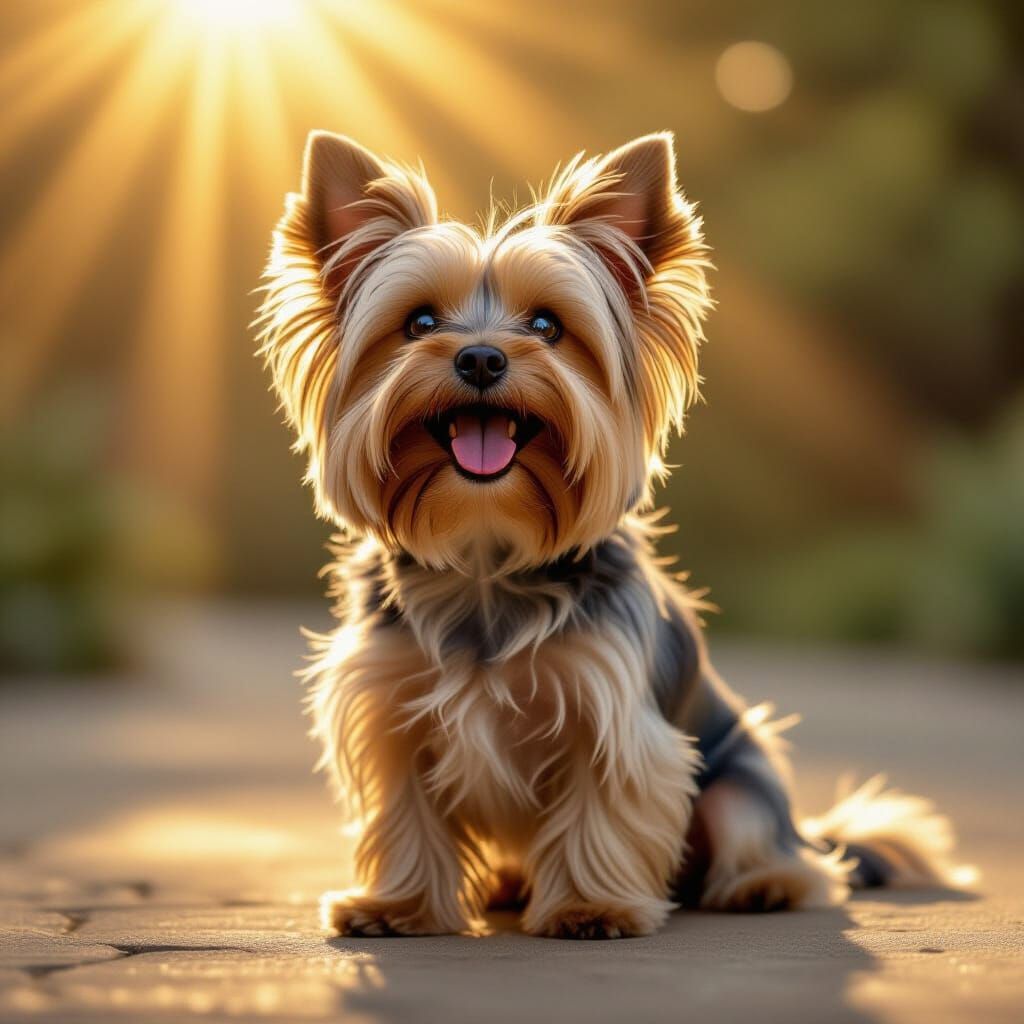 Yorkshire Terrier Laughing in Golden Sunshine, Wes Anderson ...