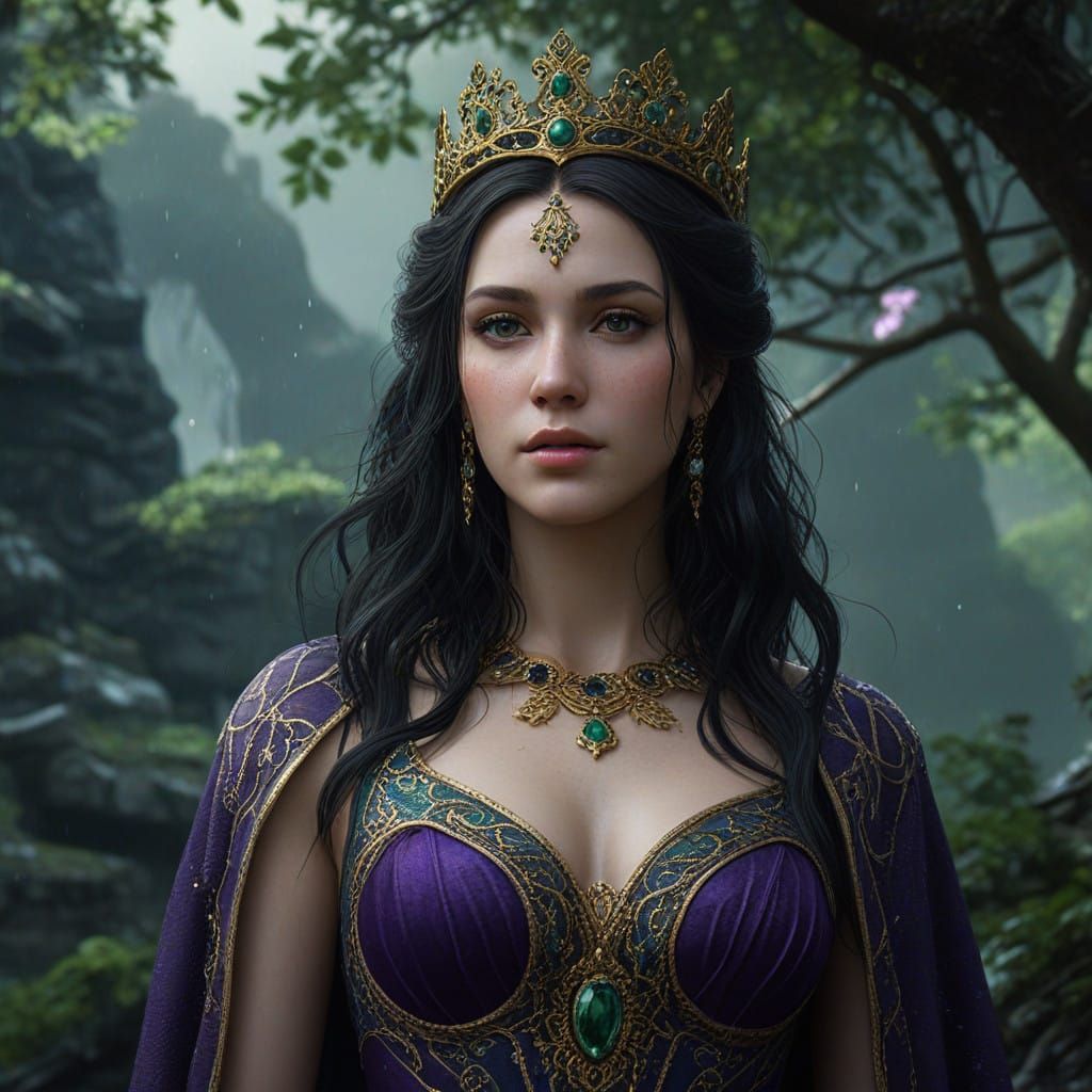 Aphrodite in Dystopian Splendor, Captivating Gaze Amidst Rai...