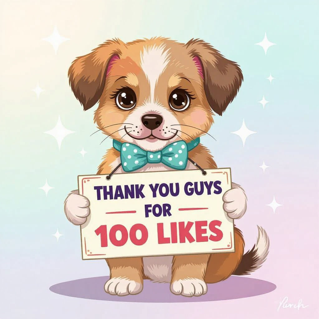 Cute Puppy Thanks You For 100 Likes