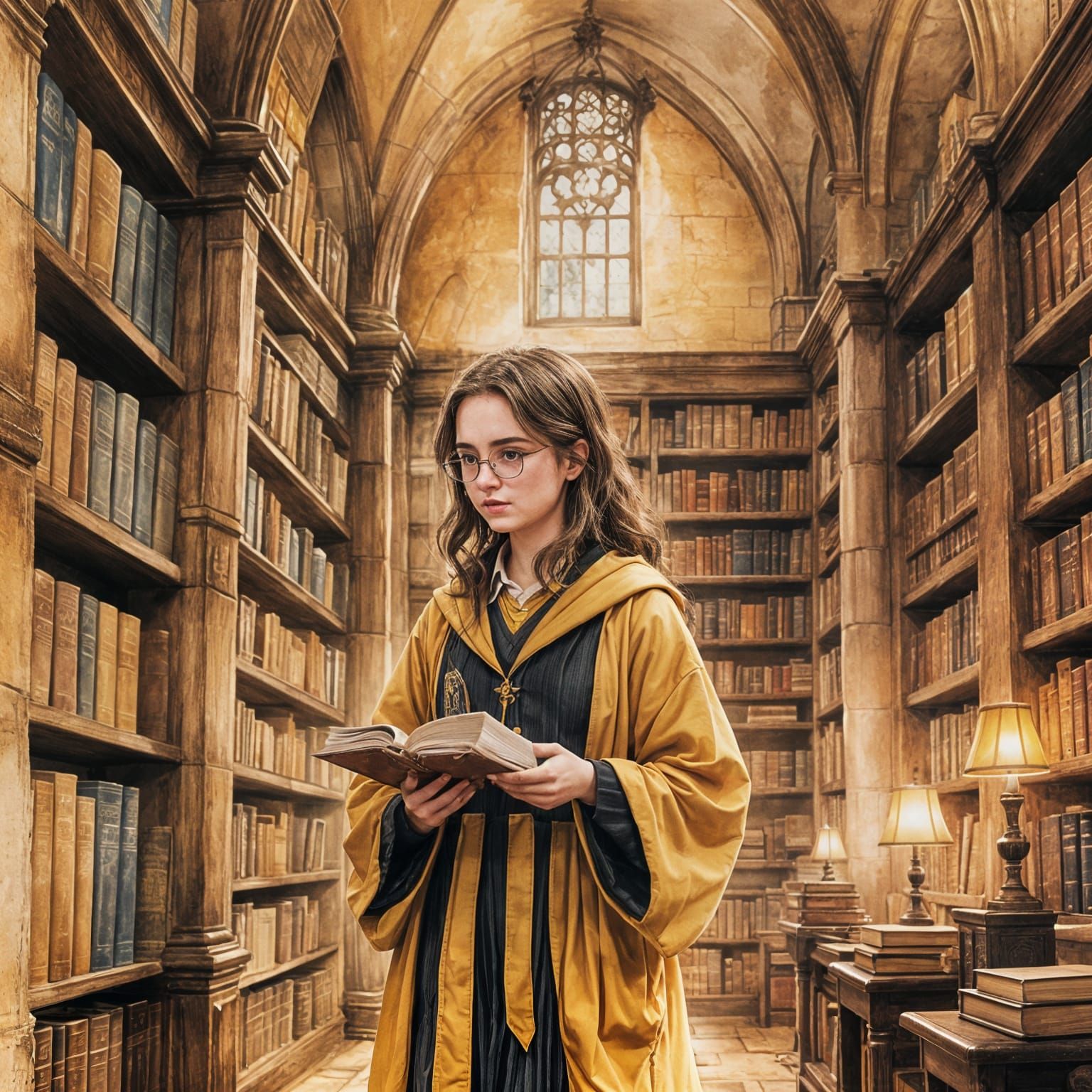 Hufflepuff Student at Hogwarts Digital Art