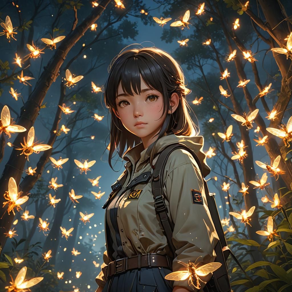 Anime Style Fireflies in 3D Art