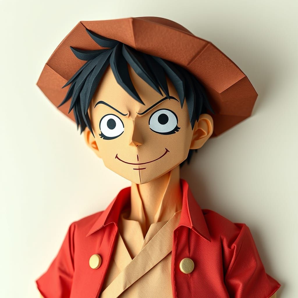 Origami Captain Luffy Embodies Whimsy in Papercraft Form