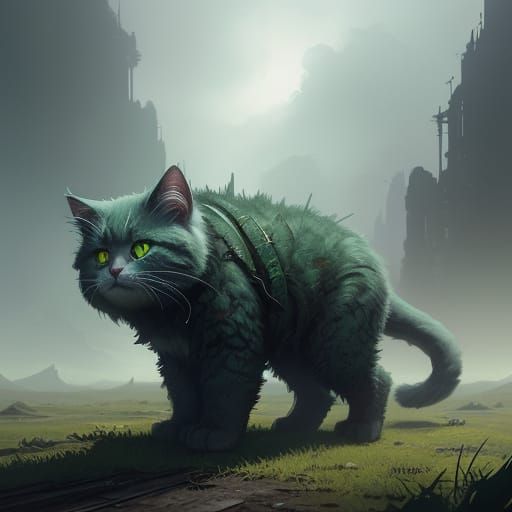 Whimsical Green-Eyed Kitten on Rich Hardwood