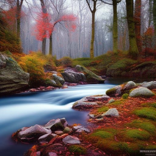 Colorful Winter Forest River in Photorealistic HD