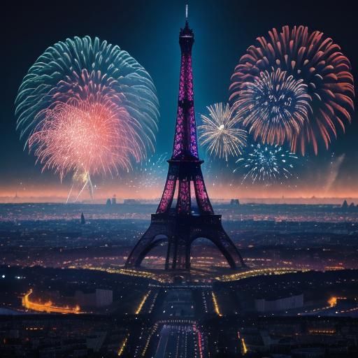 Eiffel Tower New Year's Eve Fireworks in Paris