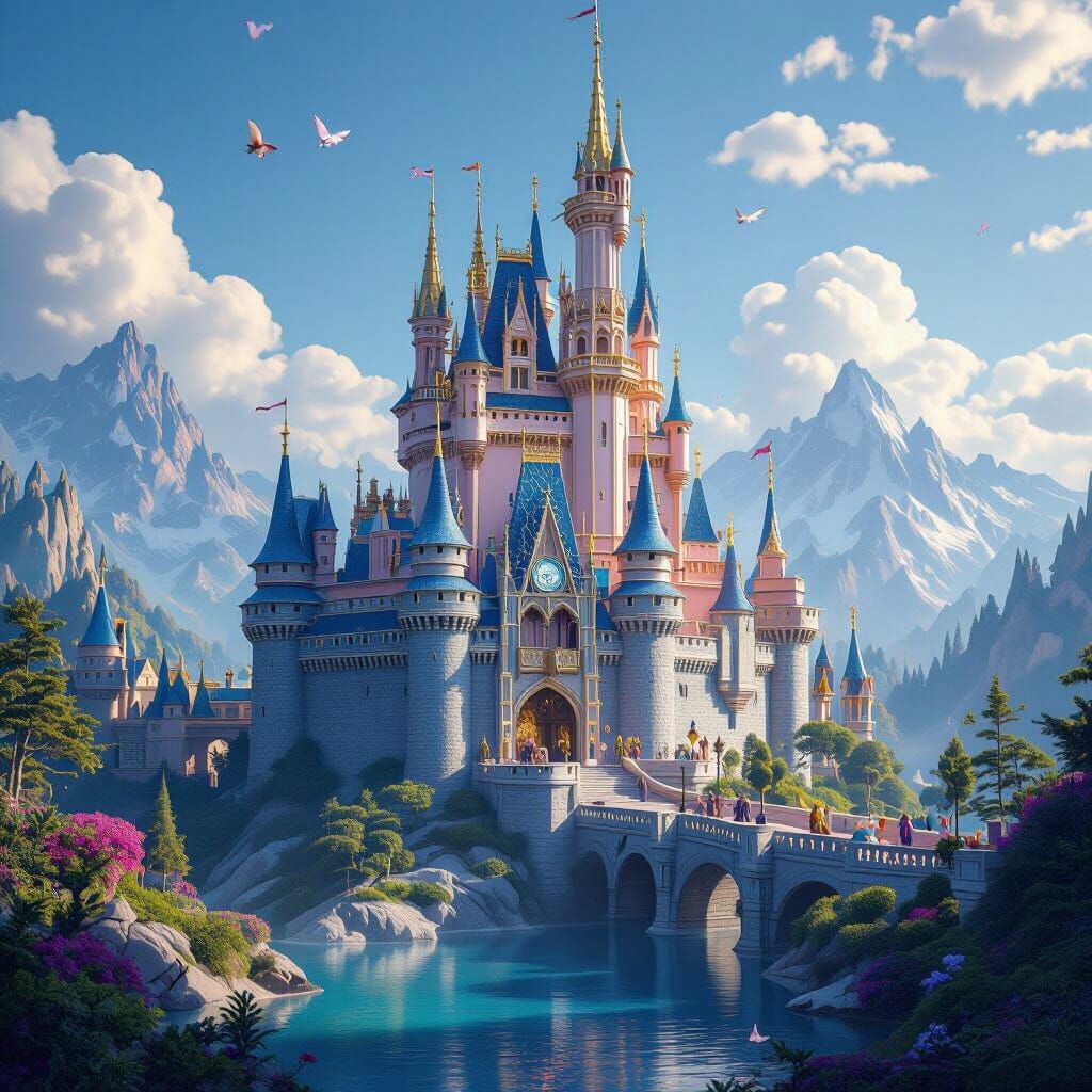 Magical Fantasy Castle in Fairy Tale Landscape