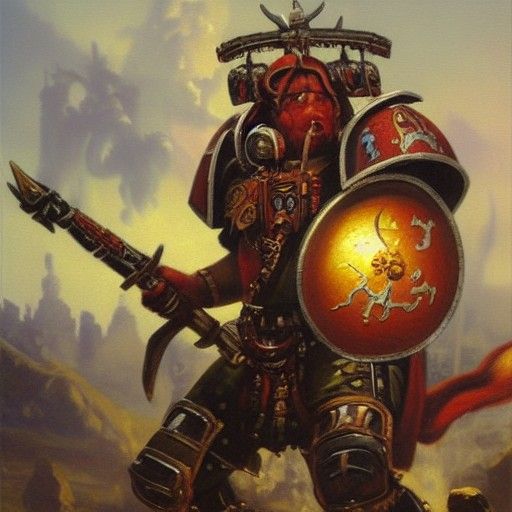 Warhammer Warrior in Oil Painting Style