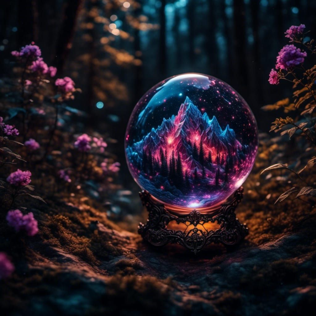 Fractal Crystal Ball with Night Sparkle Effect
