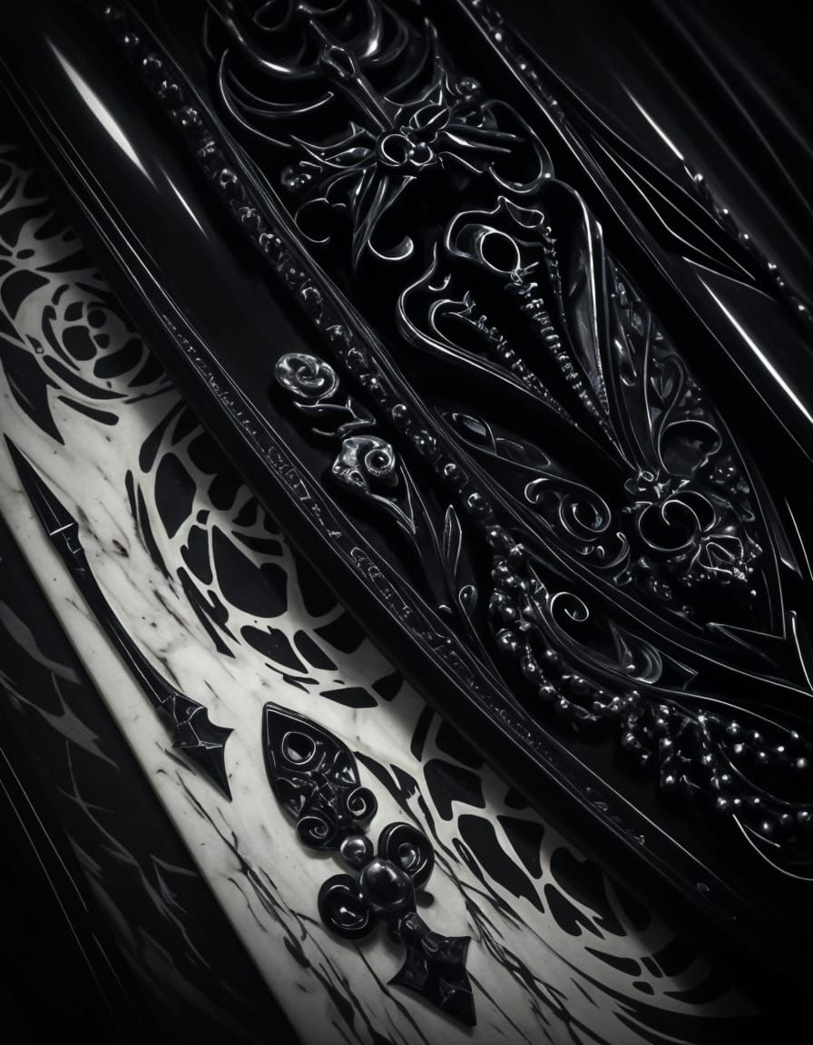 Luxurious Dark Fantasy Artwork on Ebony Marble