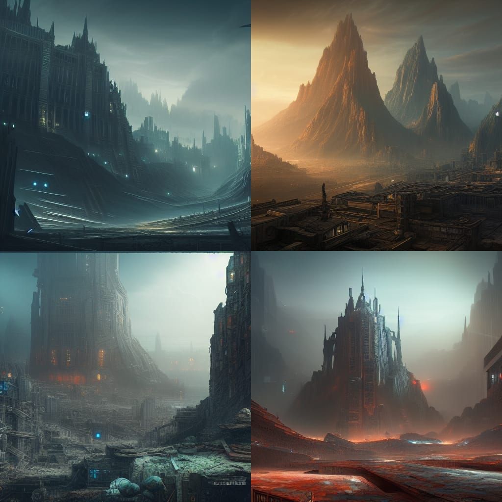 Dystopian Matte Painting in Deep Color