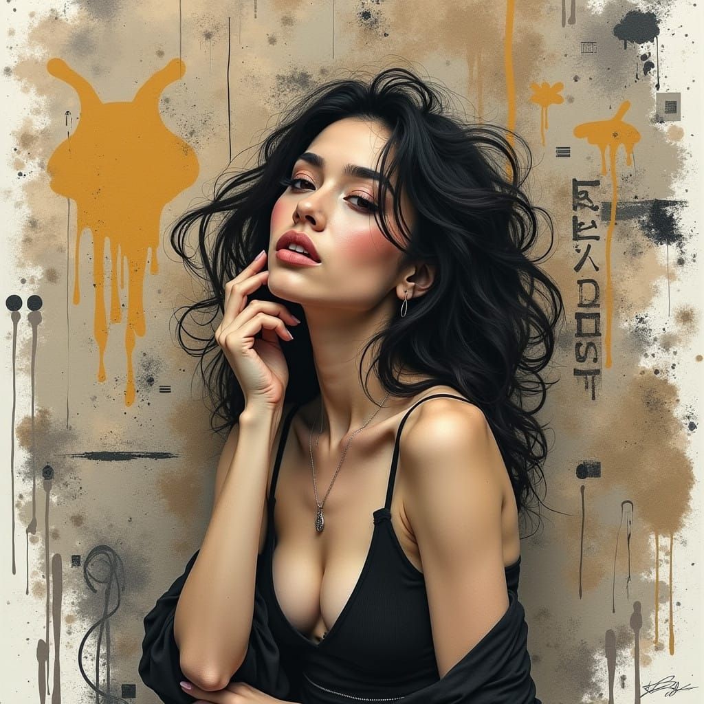 Surrealist Woman in Urban Abstraction