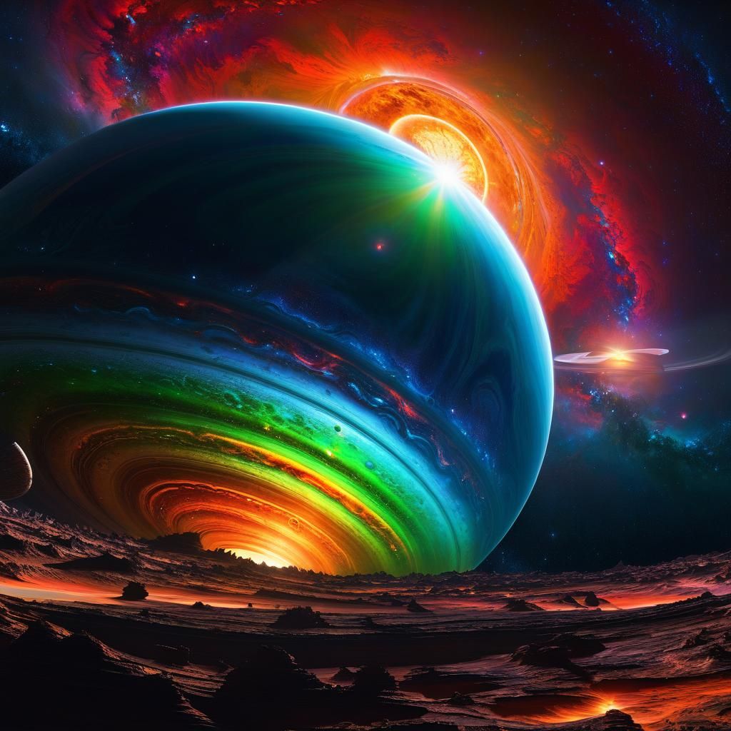 Ammolite Interstellar Planets in Dreamlike Cloudscape