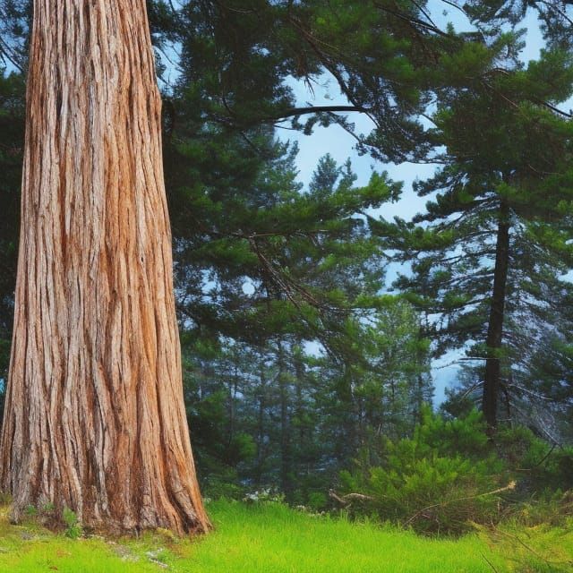 Ancient Pine Tree in Realistic Style