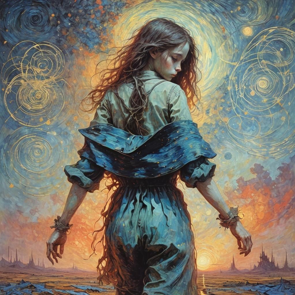 Adorable Girl in Surreal Dark Fantasy Art