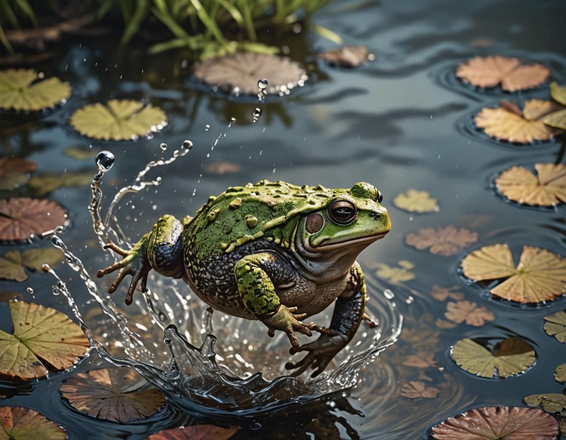 Toad's Leap: A Hyperrealistic Photoillustration
