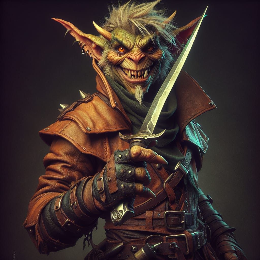 Goblin Rogue with Dagger and Infectious Smile