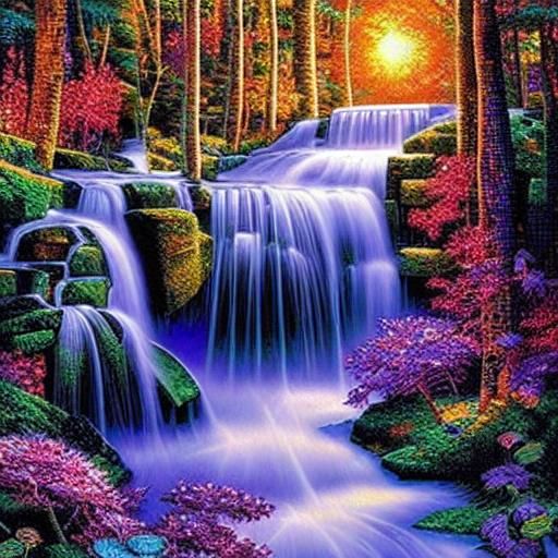 Sparkly Gemstone Mosaic Waterfall Wall Art