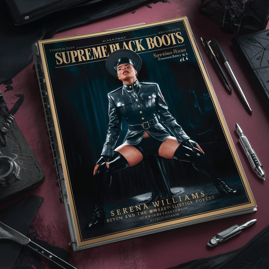 Serena Williams in Supreme Black Boots Magazine Cover Art